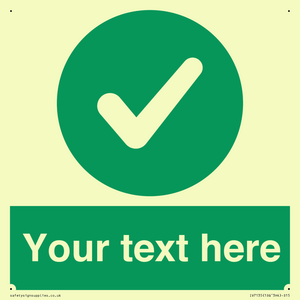 Custom green background, green circle with tick